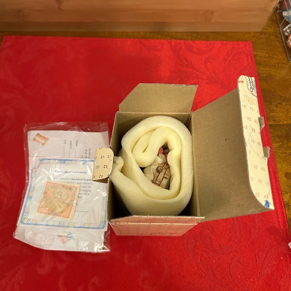 Cherished Teddies Beary Christmas Baby in Basket Ornament - Picture 2 of 8